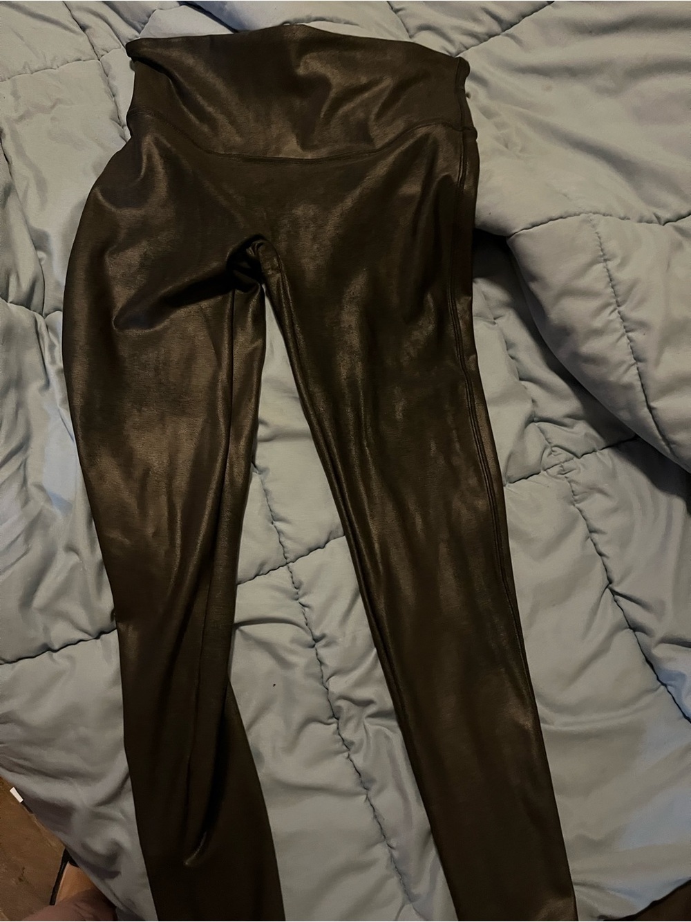 Spanx High-Waist Leather Look Leggings - Black
